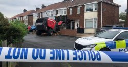 Stolen tractor 'deliberately' ploughs into house in UK town as suspects flee scene