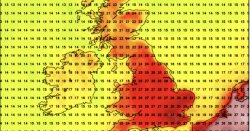 UK weather maps turn volcanic red for 34C scorcher with 8 counties above 30C - list