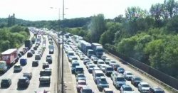 M25 traffic LIVE: All traffic stopped on motorway after coach fire - 58-minute delays
