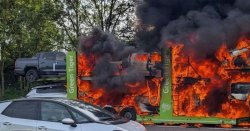 M1 traffic LIVE: Motorway closure with several vehicles engulfed by huge flames